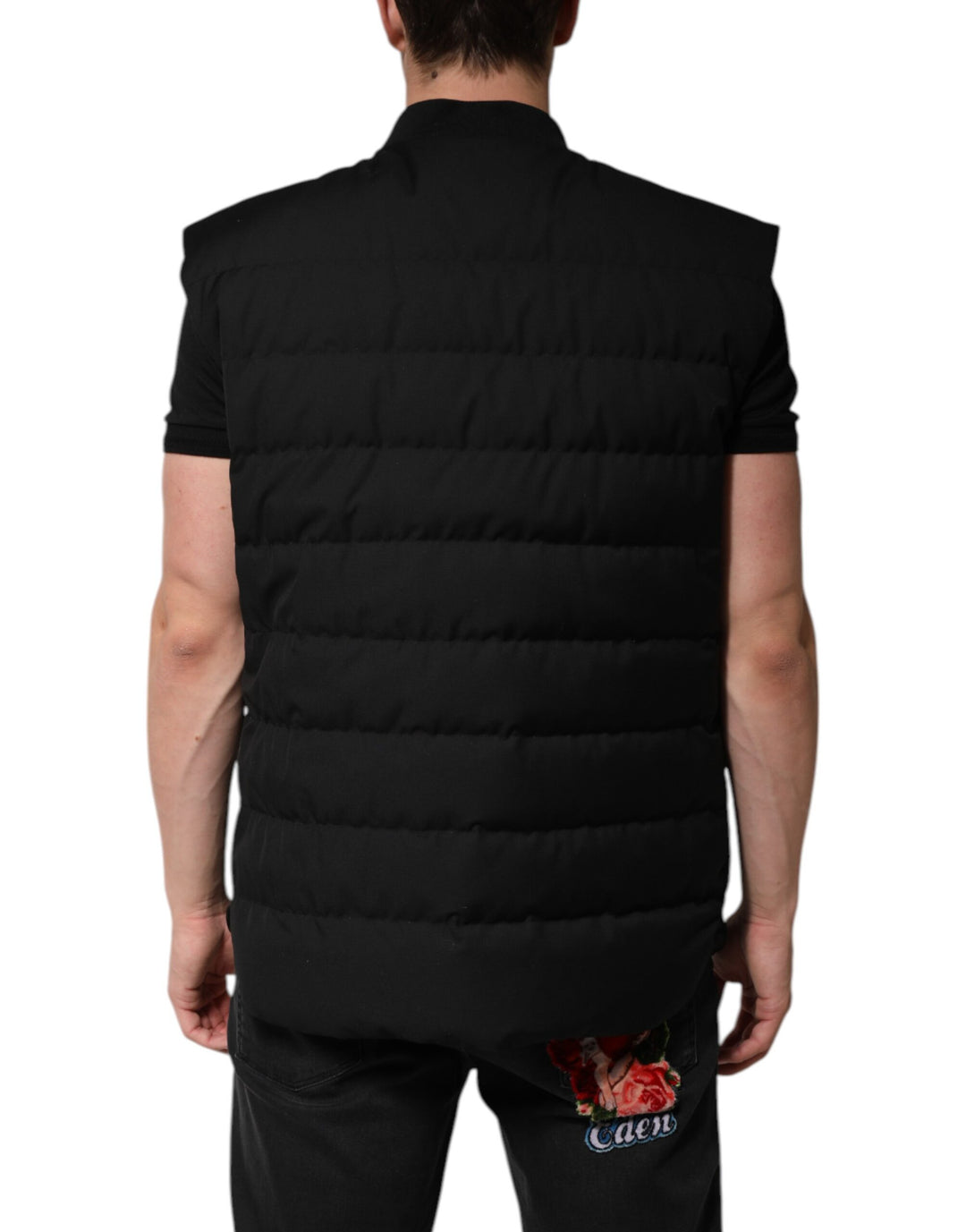 Dolce &amp; Gabbana Black Sleeveless Parka Logo Plaque Jacket by Dolce &amp; Gabbana outlet now on sale