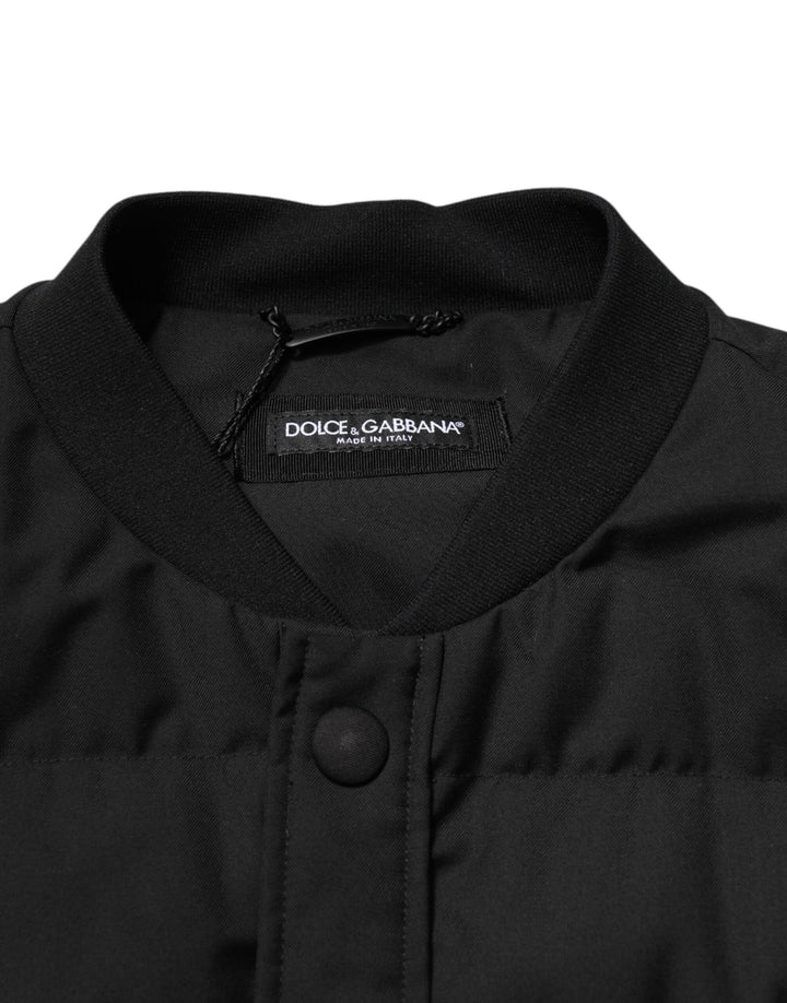 Dolce &amp; Gabbana Black Sleeveless Parka Logo Plaque Jacket by Dolce &amp; Gabbana outlet now on sale