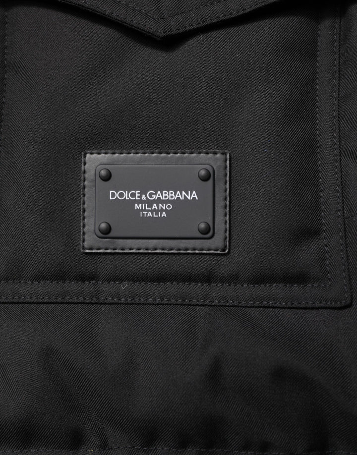 Dolce &amp; Gabbana Black Sleeveless Parka Logo Plaque Jacket by Dolce &amp; Gabbana outlet now on sale