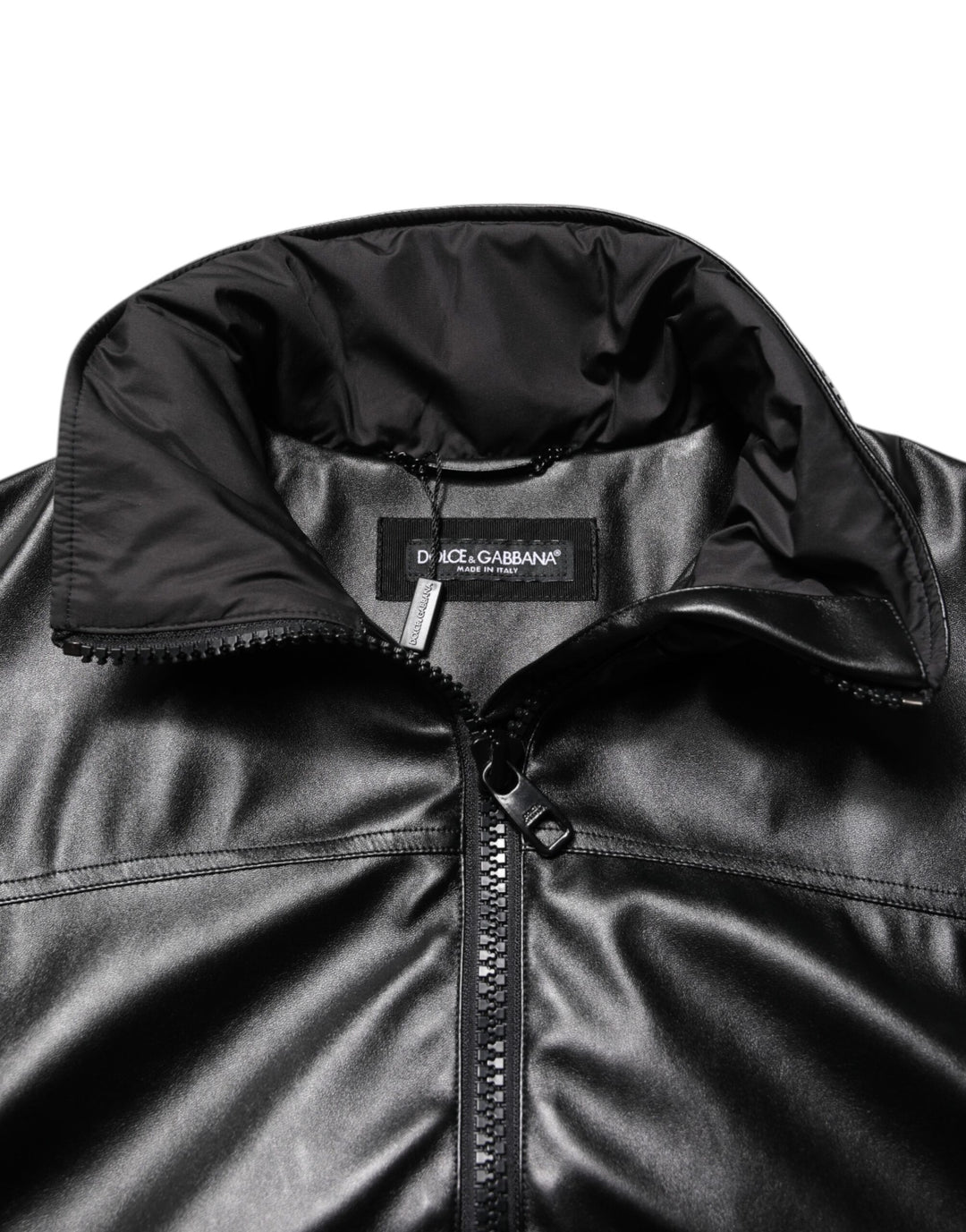 Dolce & Gabbana Black Polyester Logo Plaque Bomber Jacket