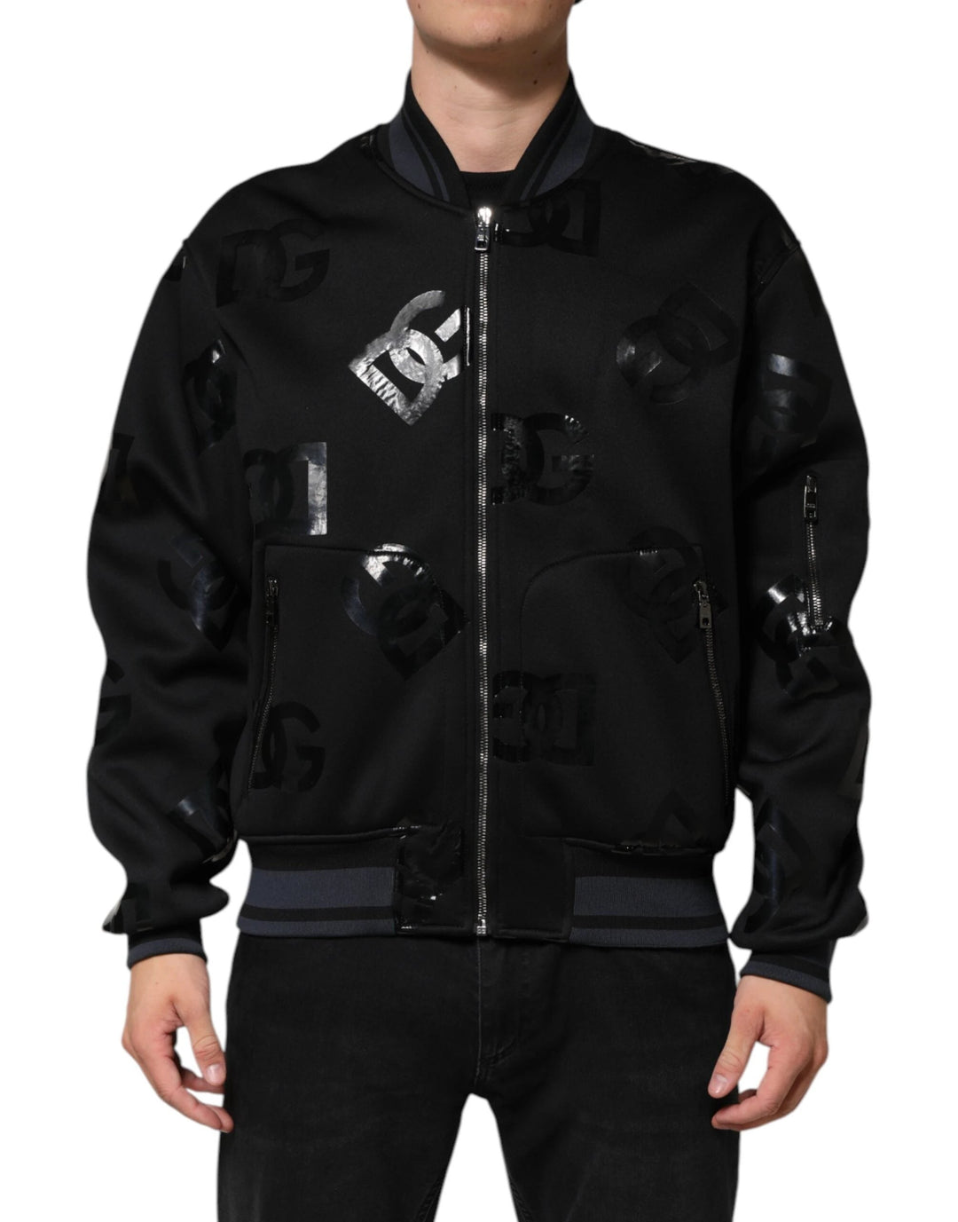 Dolce &amp; Gabbana Black Wool Logo DG Mania Men Bomber Jacket by Dolce &amp; Gabbana outlet now on sale