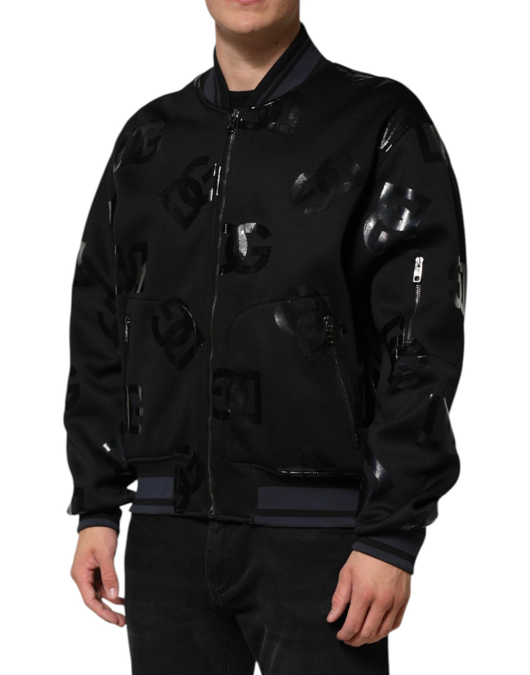 Dolce &amp; Gabbana Black Wool Logo DG Mania Men Bomber Jacket by Dolce &amp; Gabbana outlet now on sale