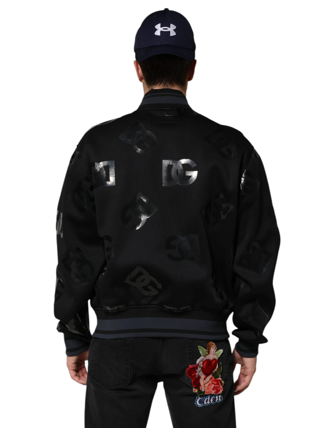 Dolce &amp; Gabbana Black Wool Logo DG Mania Men Bomber Jacket by Dolce &amp; Gabbana outlet now on sale