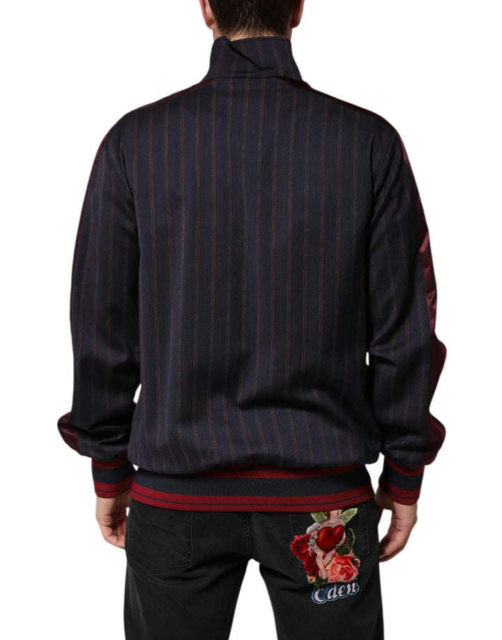 Dolce &amp; Gabbana Blue Red Striped Logo Plaque Full Zip Jacket by Dolce &amp; Gabbana outlet now on sale