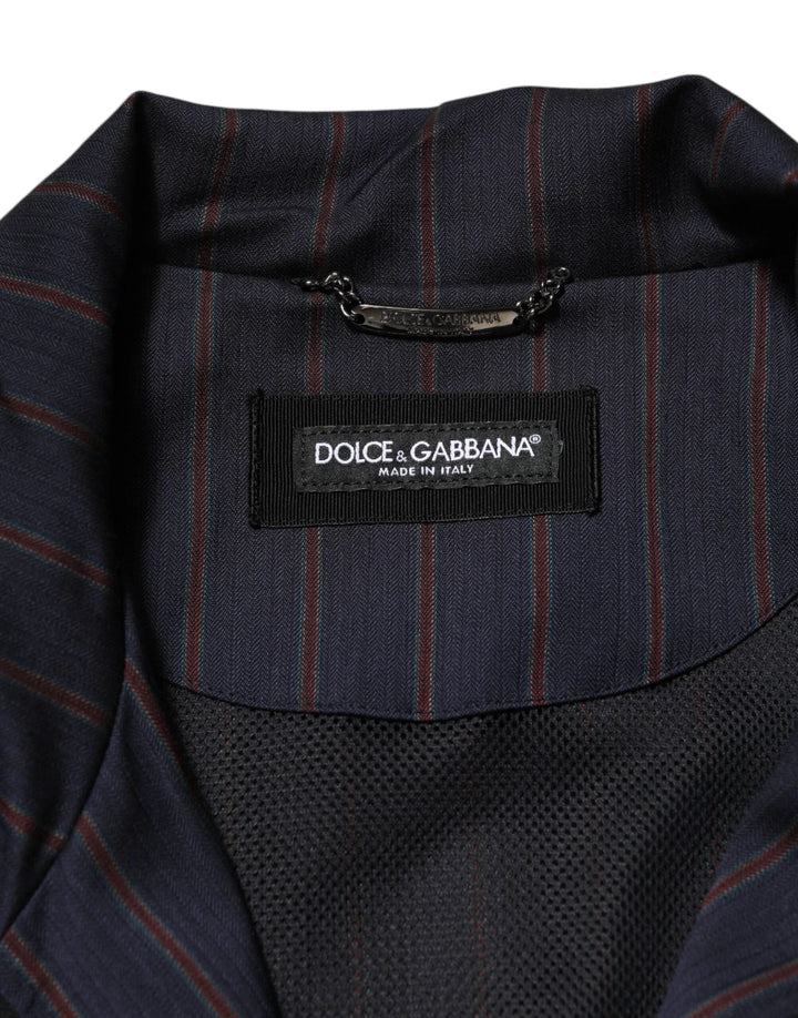 Dolce &amp; Gabbana Blue Red Striped Logo Plaque Full Zip Jacket by Dolce &amp; Gabbana outlet now on sale