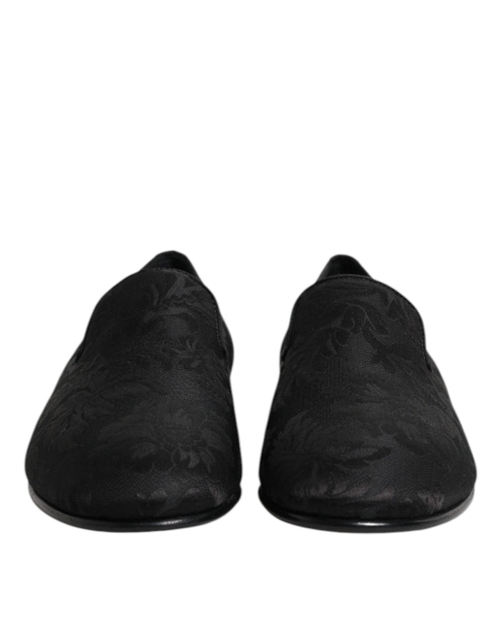 Dolce & Gabbana Black Floral Brocade Loafers Men Dress Shoes by Dolce & Gabbana outlet now on sale