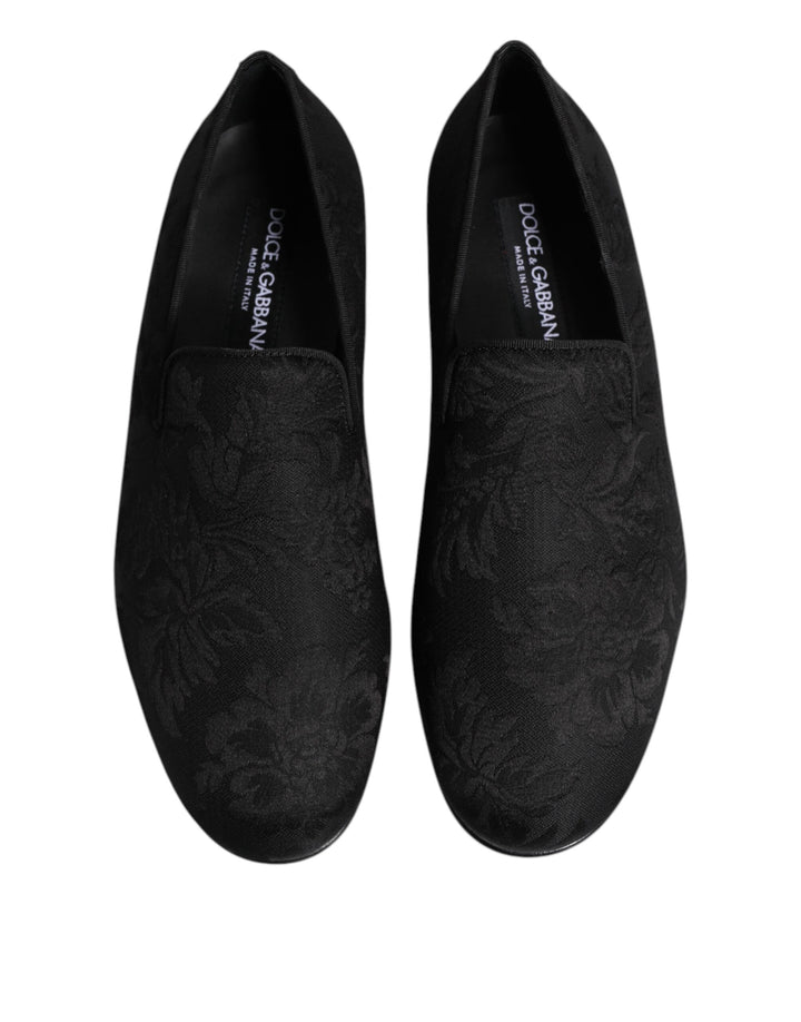 Dolce & Gabbana Black Floral Brocade Loafers Men Dress Shoes by Dolce & Gabbana outlet now on sale