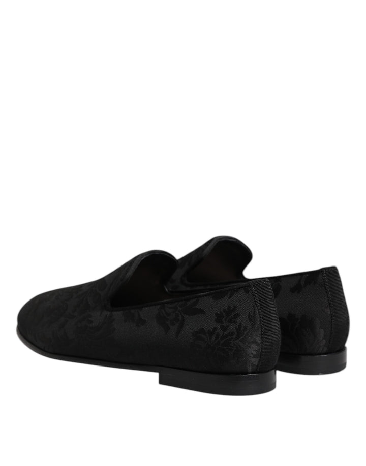 Dolce & Gabbana Black Floral Brocade Loafers Men Dress Shoes by Dolce & Gabbana outlet now on sale