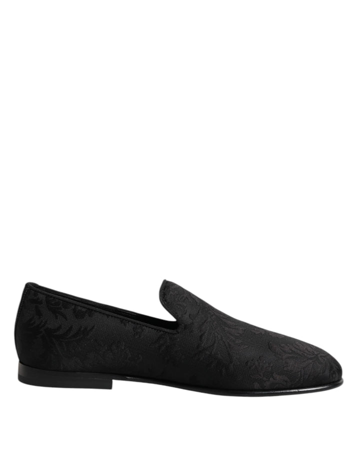 Dolce & Gabbana Black Floral Brocade Loafers Men Dress Shoes by Dolce & Gabbana outlet now on sale
