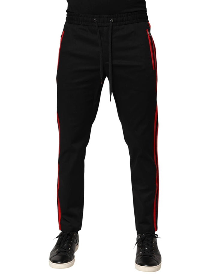 Dolce &amp; Gabbana Red Stripe Cotton Logo Jogger Sweatpants Pants by Dolce &amp; Gabbana outlet now on sale