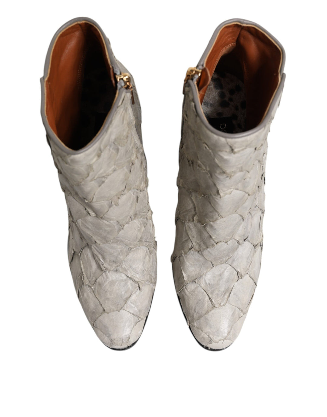 Dolce &amp; Gabbana Sample Sale Dolce &amp; Gabbana Off White Leather Heels Ankle Boots Shoes - | Designer outlet