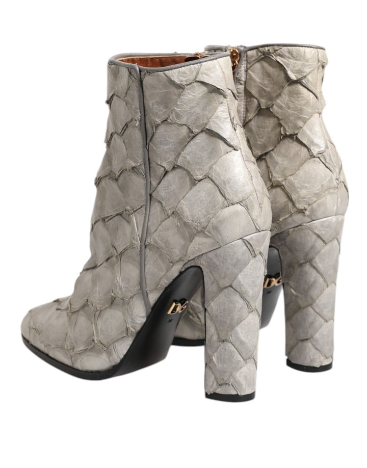 Dolce &amp; Gabbana Sample Sale Dolce &amp; Gabbana Off White Leather Heels Ankle Boots Shoes - | Designer outlet