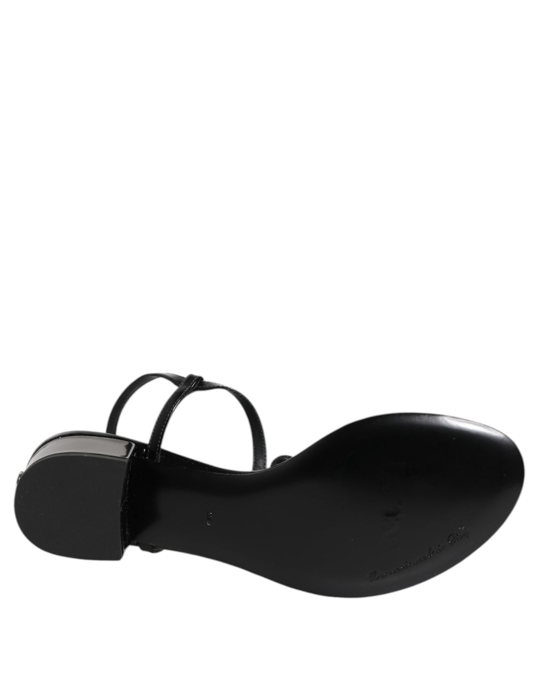 Dolce &amp; Gabbana Sample Sale Dolce &amp; Gabbana Black Leather Crystal Ankle Strap Sandals Shoes - | Designer outlet