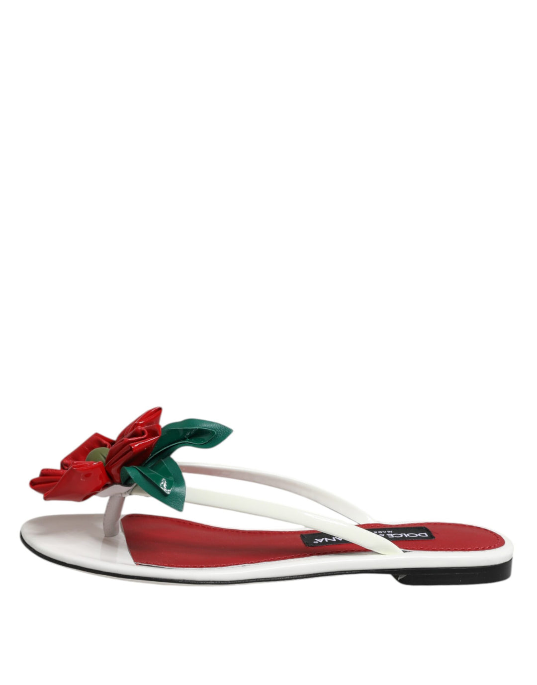 Dolce &amp; Gabbana Sample Sale Dolce &amp; Gabbana Red White KEIRA Flower Leather Sandals Shoes - | Designer outlet