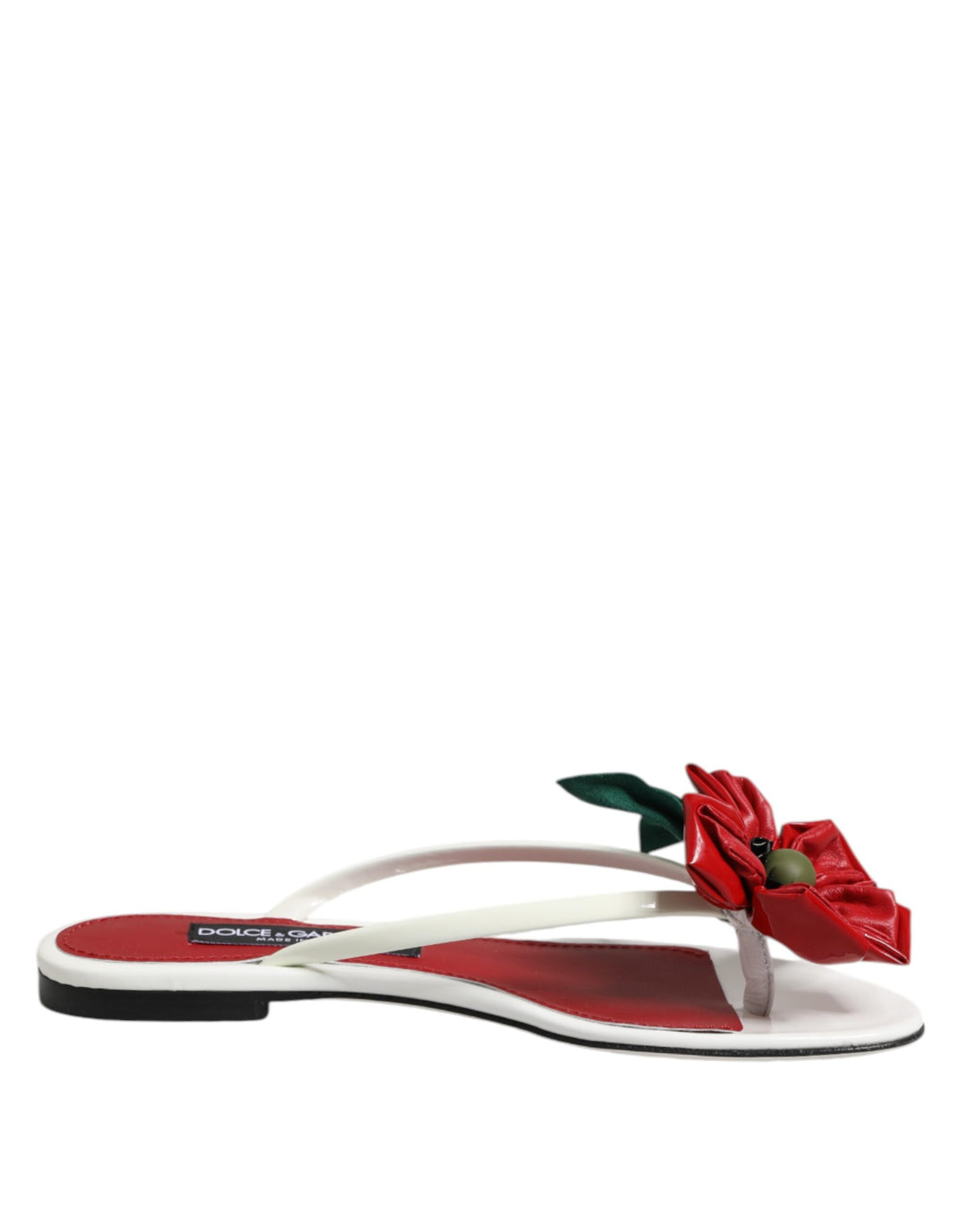 Dolce &amp; Gabbana Sample Sale Dolce &amp; Gabbana Red White KEIRA Flower Leather Sandals Shoes - | Designer outlet