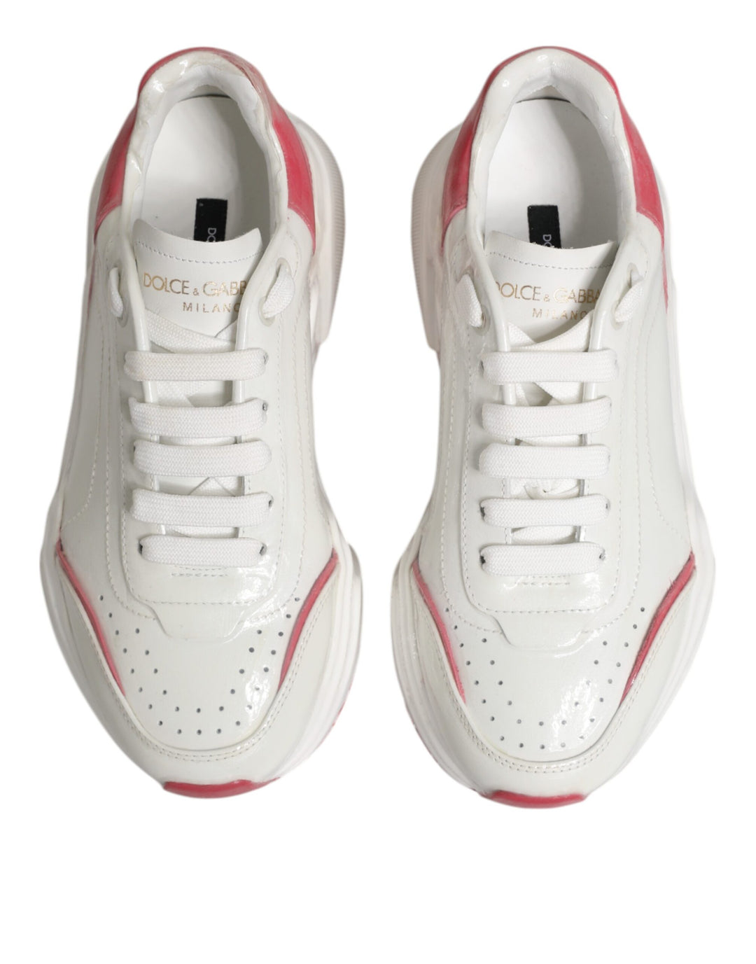 Dolce &amp; Gabbana White Pink Daymaster Low Top Sneakers Shoes by Dolce &amp; Gabbana outlet now on sale