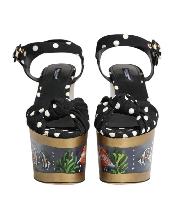 Dolce &amp; Gabbana Sample Sale Dolce &amp; Gabbana Multicolor Fish Polka Dot Wedge Sandals Shoes - | Designer outlet