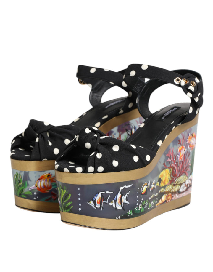 Dolce &amp; Gabbana Sample Sale Dolce &amp; Gabbana Multicolor Fish Polka Dot Wedge Sandals Shoes - | Designer outlet