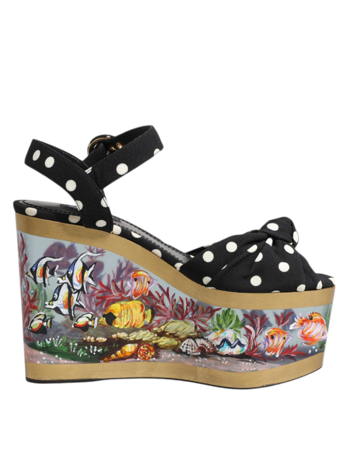 Dolce &amp; Gabbana Sample Sale Dolce &amp; Gabbana Multicolor Fish Polka Dot Wedge Sandals Shoes - | Designer outlet