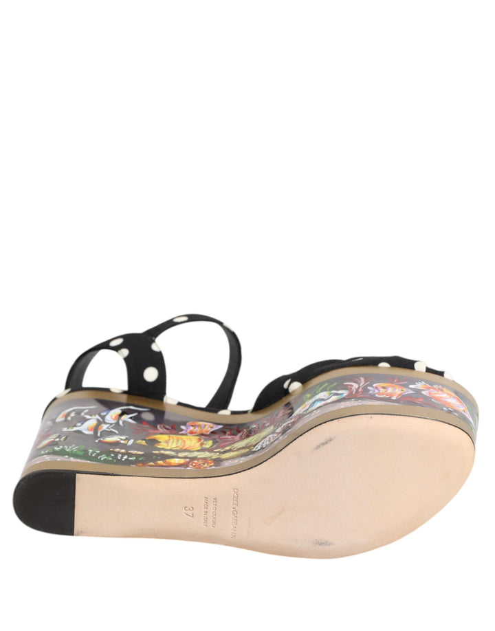 Dolce &amp; Gabbana Sample Sale Dolce &amp; Gabbana Multicolor Fish Polka Dot Wedge Sandals Shoes - | Designer outlet