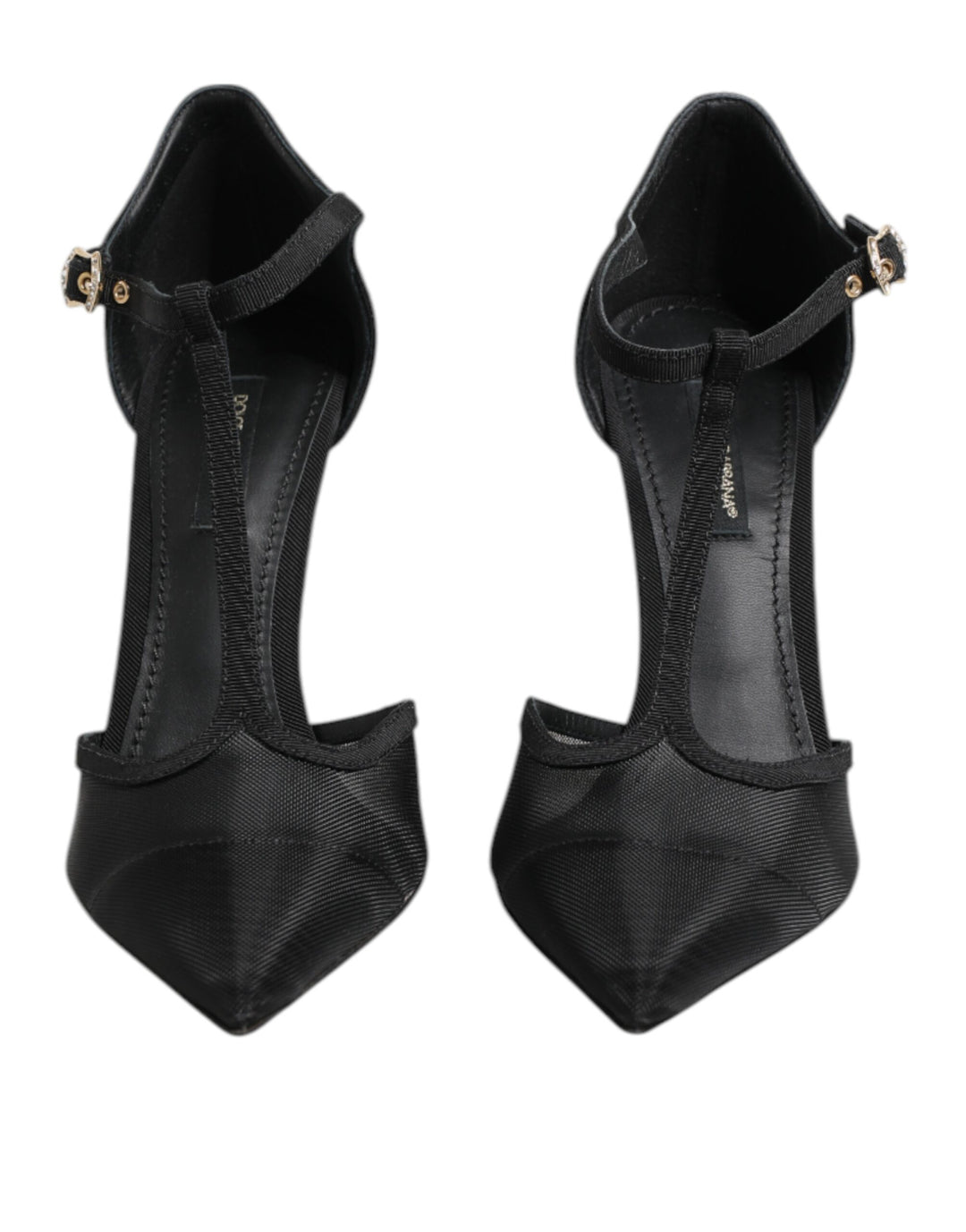 Dolce &amp; Gabbana Black Mesh T-strap Stiletto High Heels Shoes by Dolce &amp; Gabbana outlet now on sale