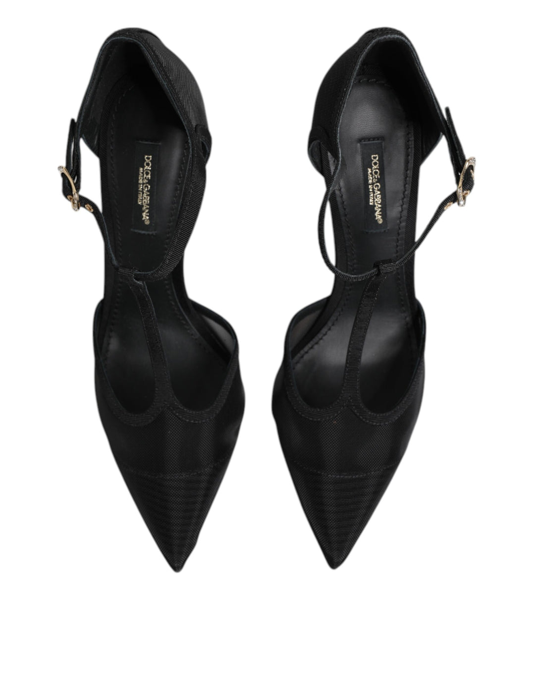 Dolce &amp; Gabbana Black Mesh T-strap Stiletto High Heels Shoes by Dolce &amp; Gabbana outlet now on sale