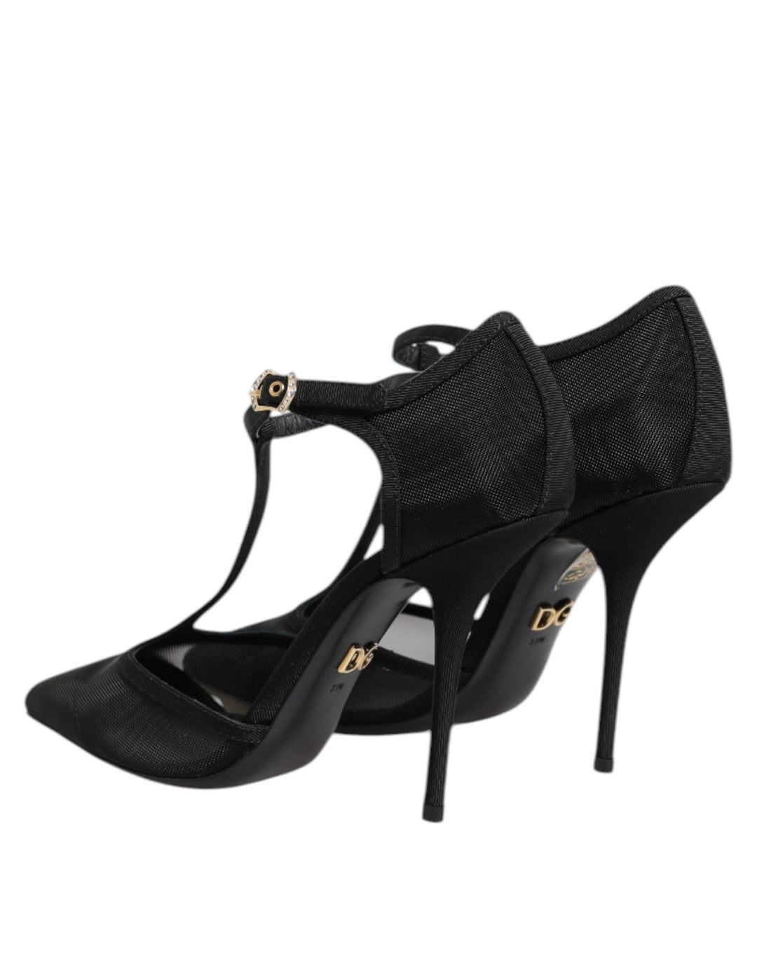 Dolce &amp; Gabbana Black Mesh T-strap Stiletto High Heels Shoes by Dolce &amp; Gabbana outlet now on sale