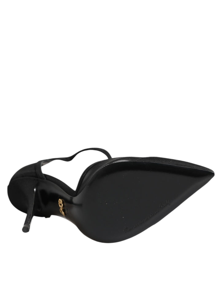 Dolce &amp; Gabbana Black Mesh T-strap Stiletto High Heels Shoes by Dolce &amp; Gabbana outlet now on sale