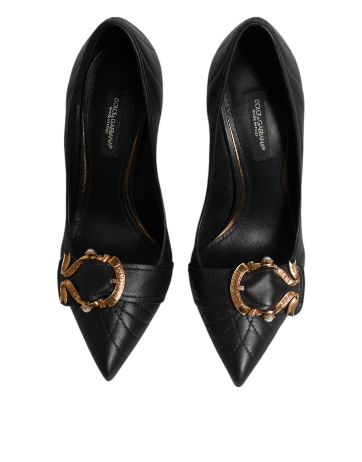 Dolce &amp; Gabbana Black Devotion Leather Heels Pumps Shoes by Dolce &amp; Gabbana outlet now on sale