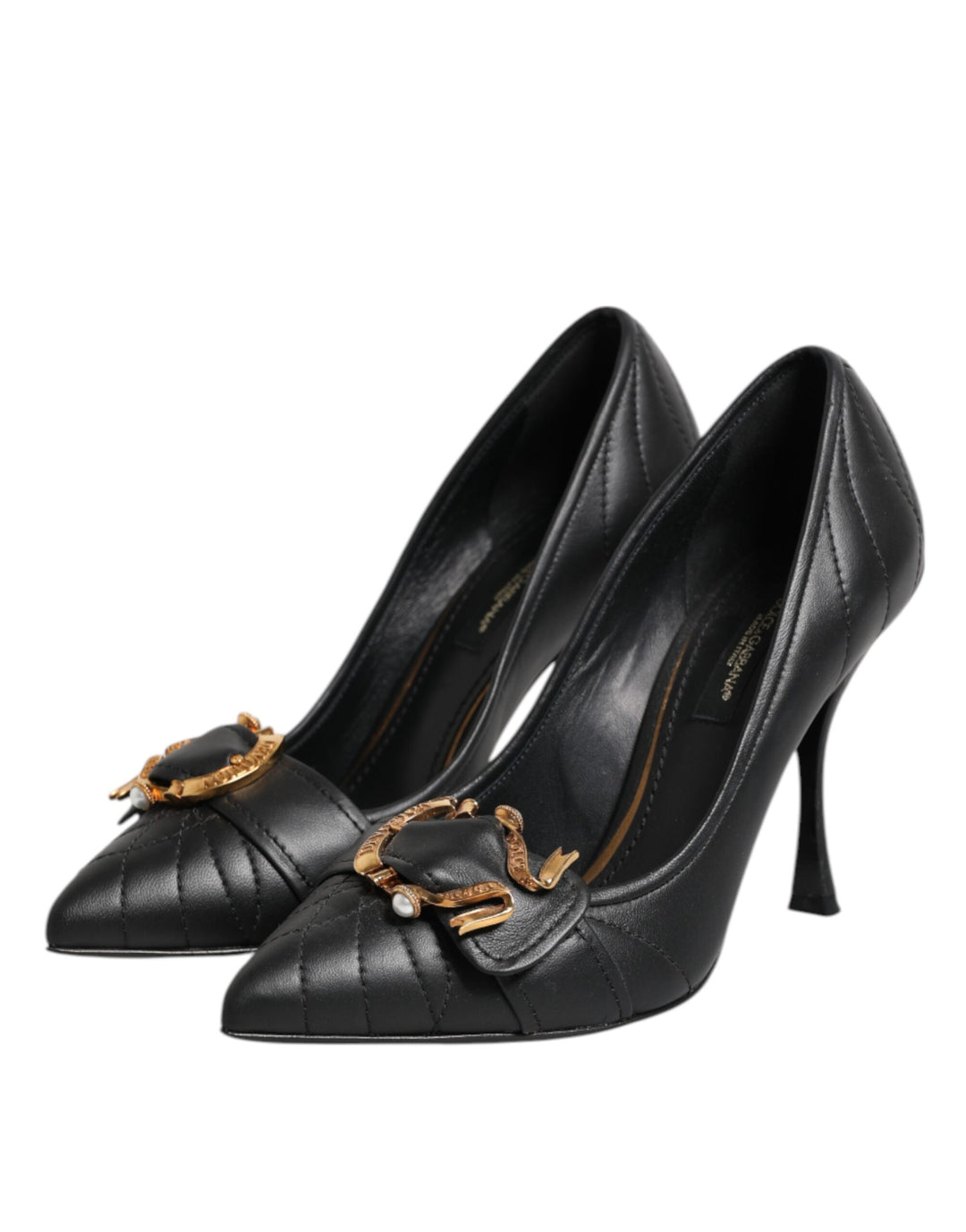 Dolce &amp; Gabbana Black Devotion Leather Heels Pumps Shoes by Dolce &amp; Gabbana outlet now on sale
