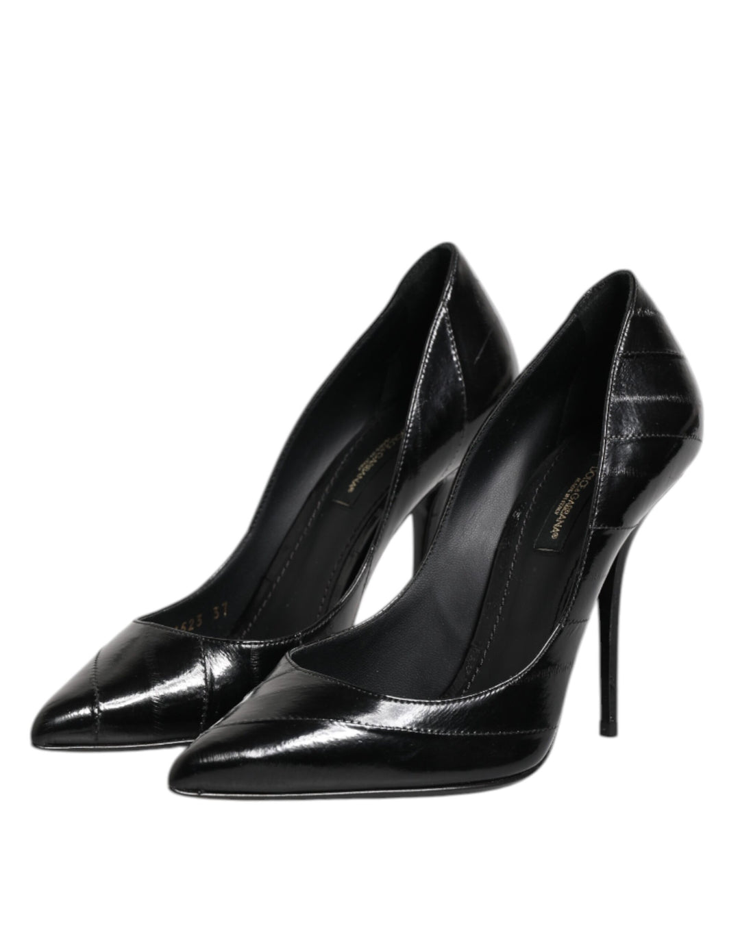 Dolce & Gabbana Black Leather Stiletto High Heels Pumps Shoes