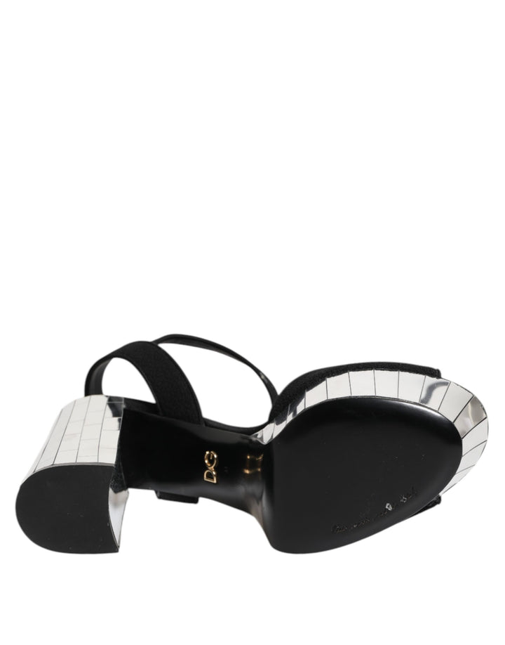 Dolce & Gabbana Black Crystal Ankle Strap Keira Sandal Shoes