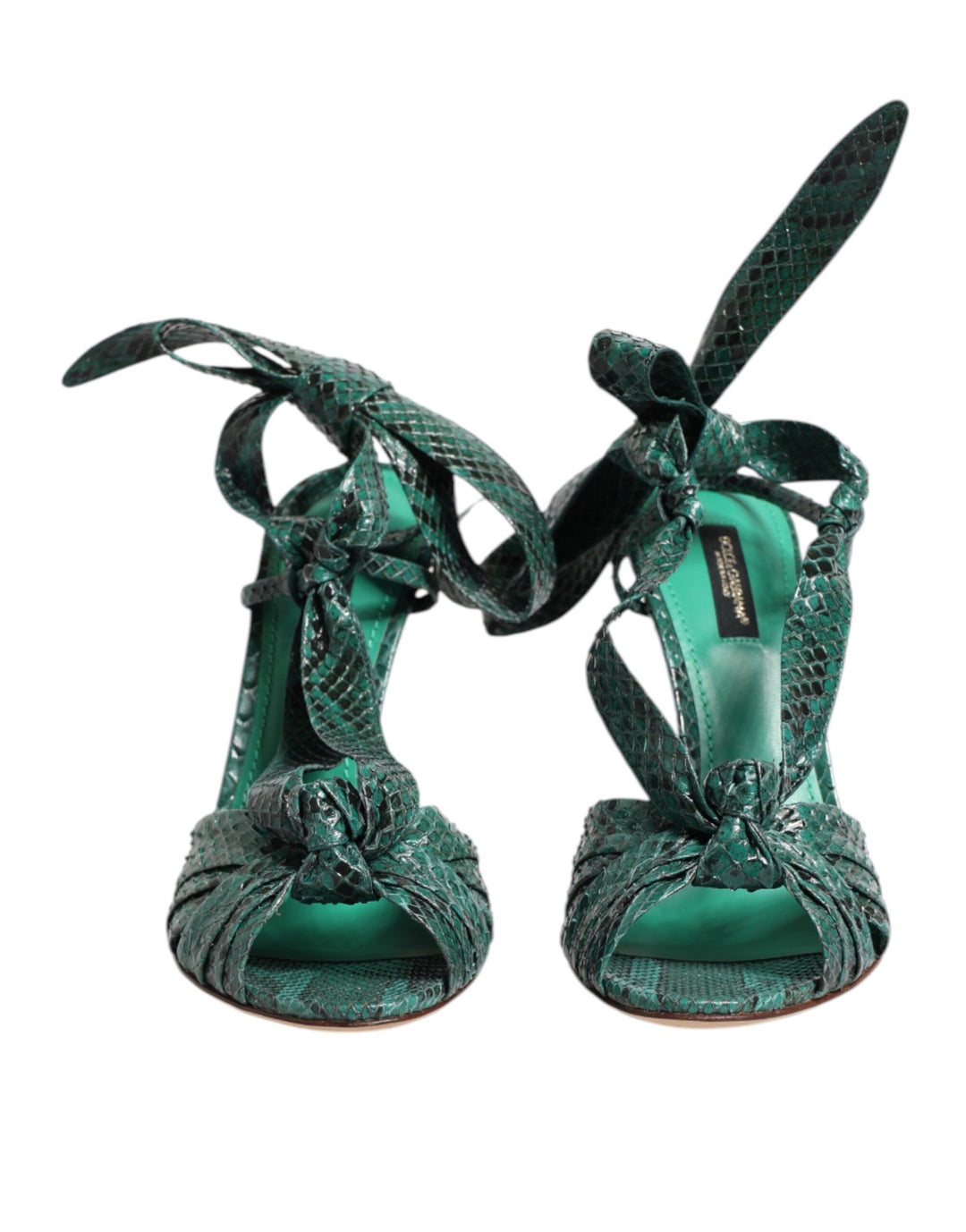 Dolce &amp; Gabbana Sample Sale Dolce &amp; Gabbana Green Python Leather Heels Sandals Shoes - | Designer outlet