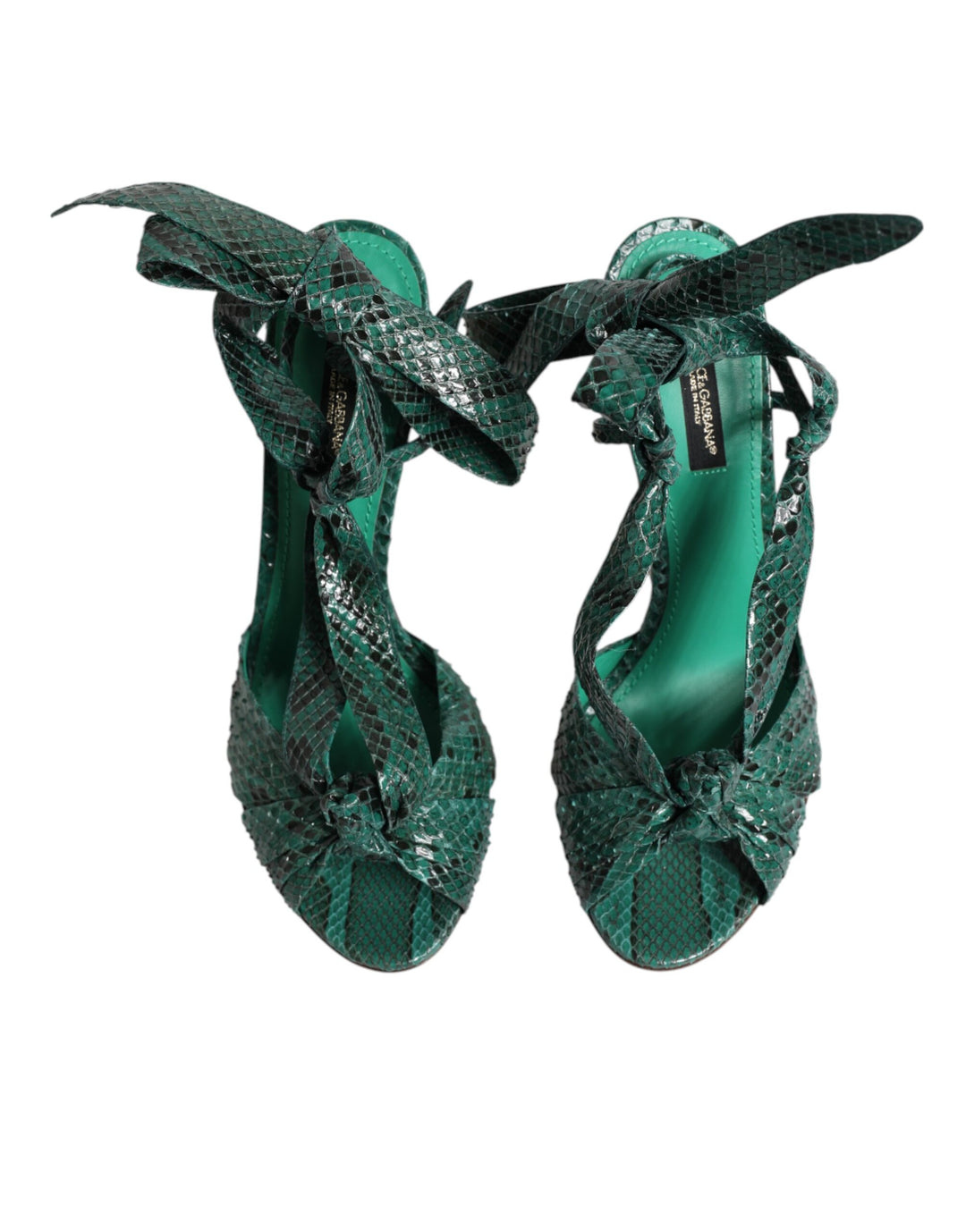Dolce &amp; Gabbana Sample Sale Dolce &amp; Gabbana Green Python Leather Heels Sandals Shoes - | Designer outlet