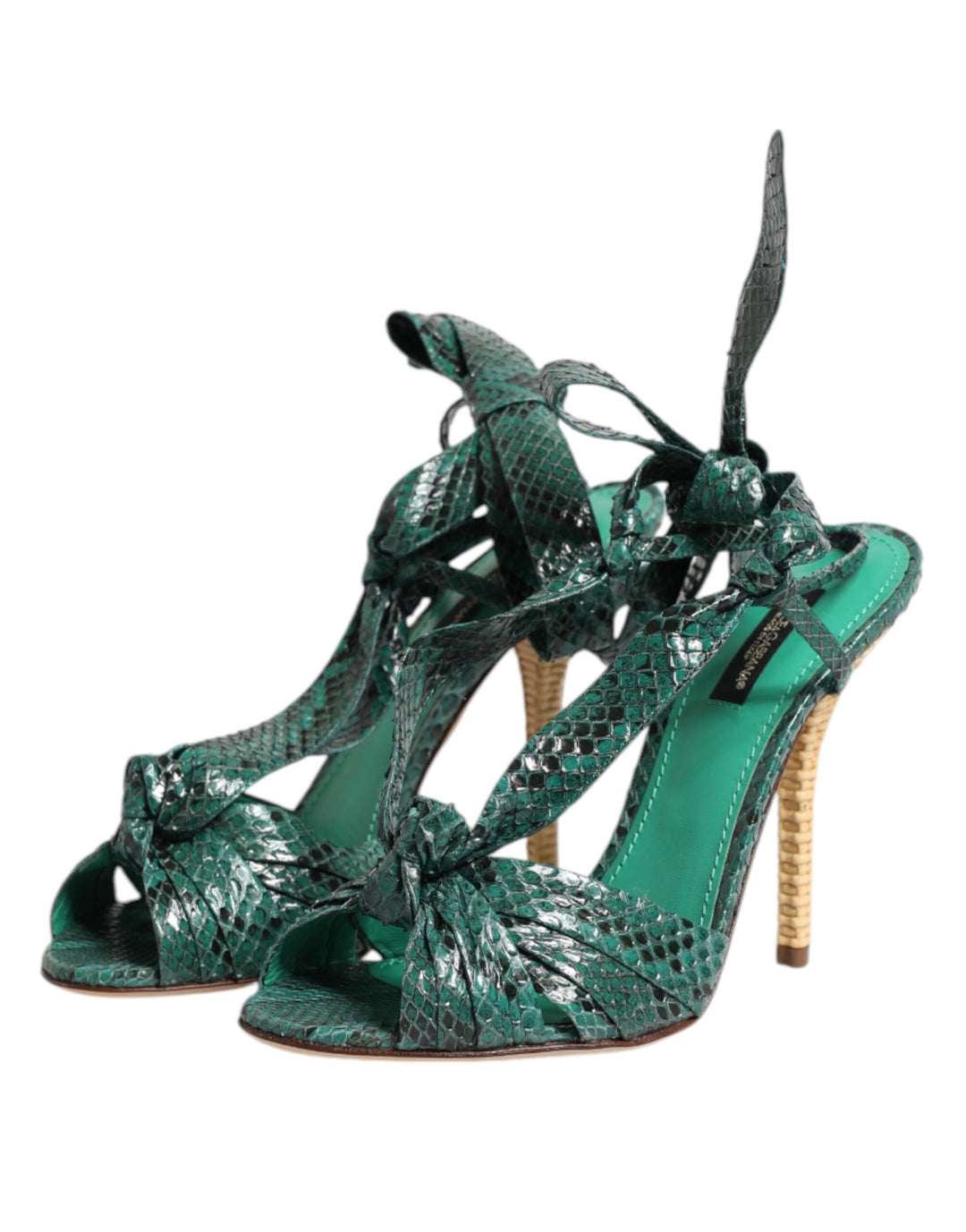Dolce &amp; Gabbana Sample Sale Dolce &amp; Gabbana Green Python Leather Heels Sandals Shoes - | Designer outlet