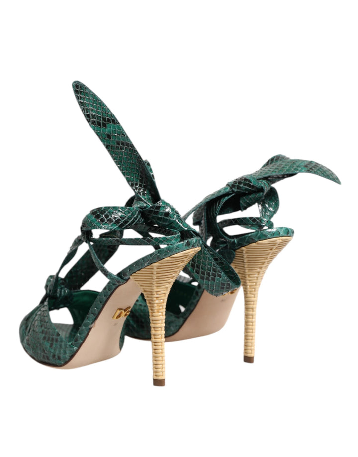 Dolce &amp; Gabbana Sample Sale Dolce &amp; Gabbana Green Python Leather Heels Sandals Shoes - | Designer outlet