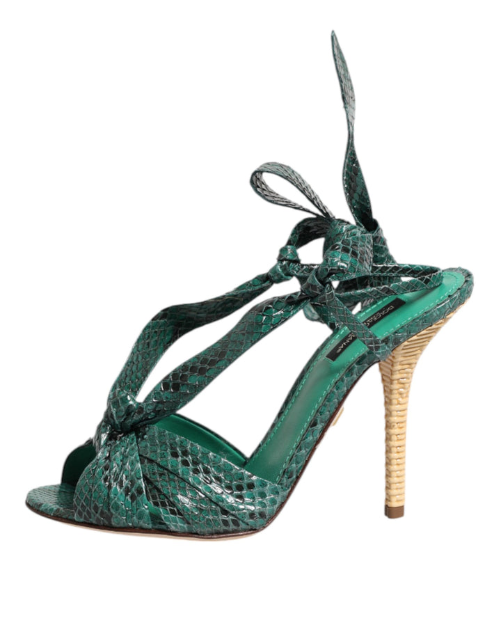 Dolce &amp; Gabbana Sample Sale Dolce &amp; Gabbana Green Python Leather Heels Sandals Shoes - | Designer outlet