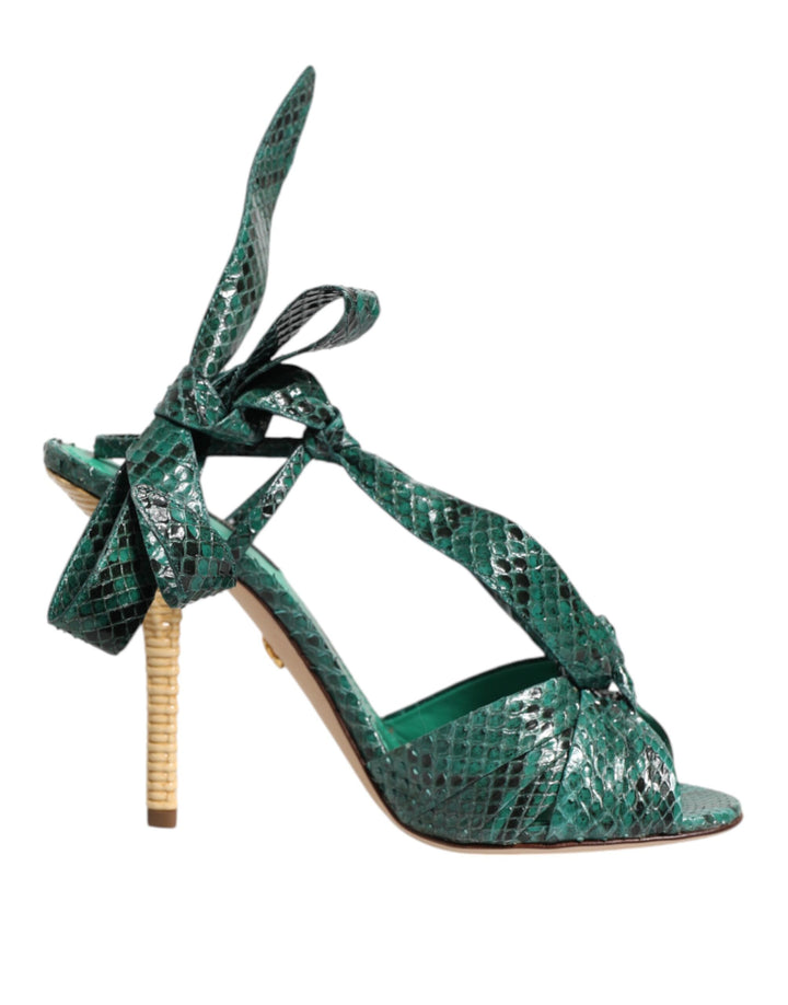 Dolce &amp; Gabbana Sample Sale Dolce &amp; Gabbana Green Python Leather Heels Sandals Shoes - | Designer outlet