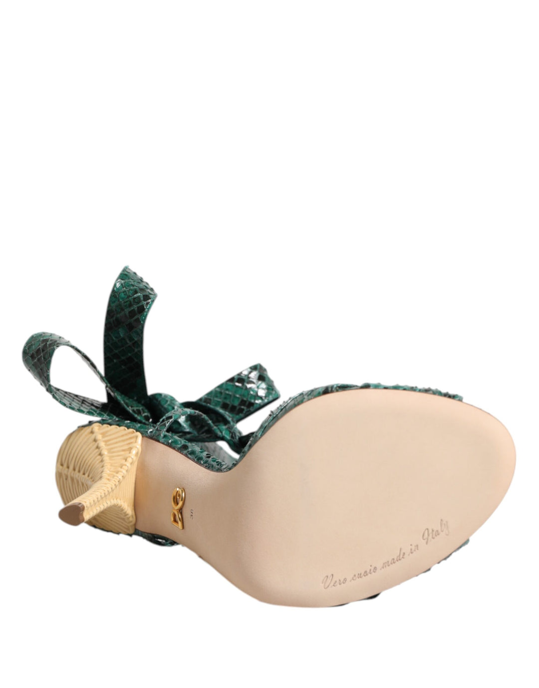Dolce &amp; Gabbana Sample Sale Dolce &amp; Gabbana Green Python Leather Heels Sandals Shoes - | Designer outlet