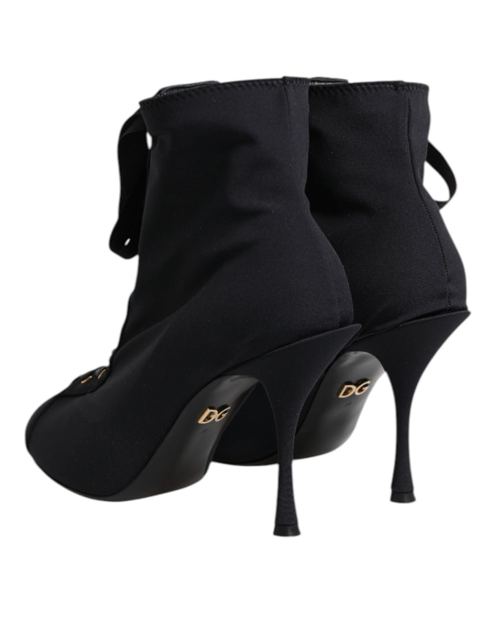 Dolce &amp; Gabbana Sample Sale Dolce &amp; Gabbana Black Stiletto Heels Lace Up Boots Shoes - | Designer outlet