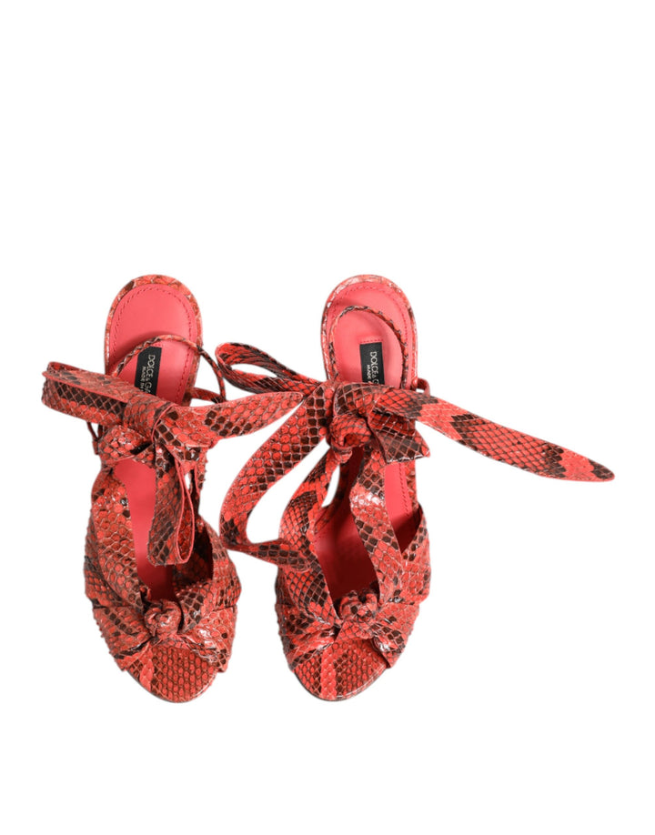 Dolce &amp; Gabbana Sample Sale Dolce &amp; Gabbana Coral Python Leather Heels Sandals Shoes - | Designer outlet