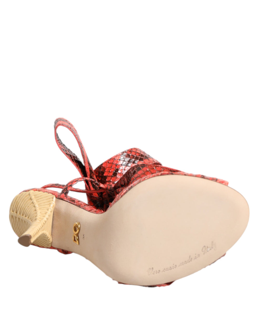 Dolce &amp; Gabbana Sample Sale Dolce &amp; Gabbana Coral Python Leather Heels Sandals Shoes - | Designer outlet