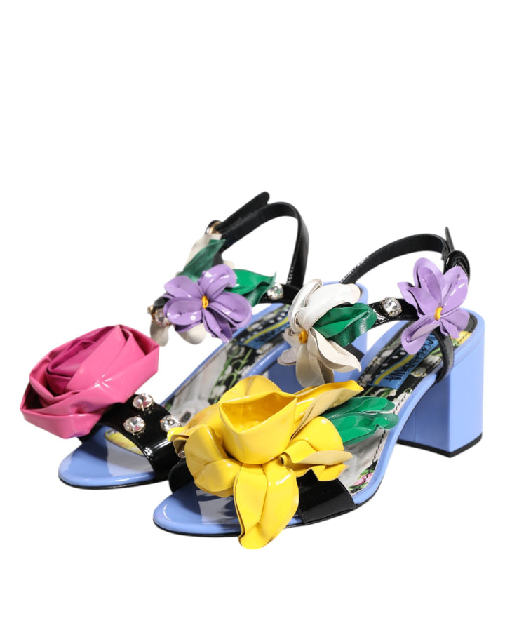Dolce &amp; Gabbana Multicolor Floral Crystal KEIRA Sandals Shoes by Dolce &amp; Gabbana outlet now on sale