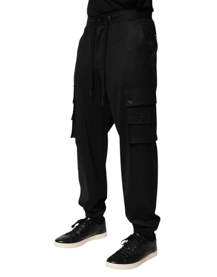 Dolce &amp; Gabbana Sample Sale Dolce &amp; Gabbana Solid Black Cargo Jogger Men Sweatpants Pants - | Designer outlet