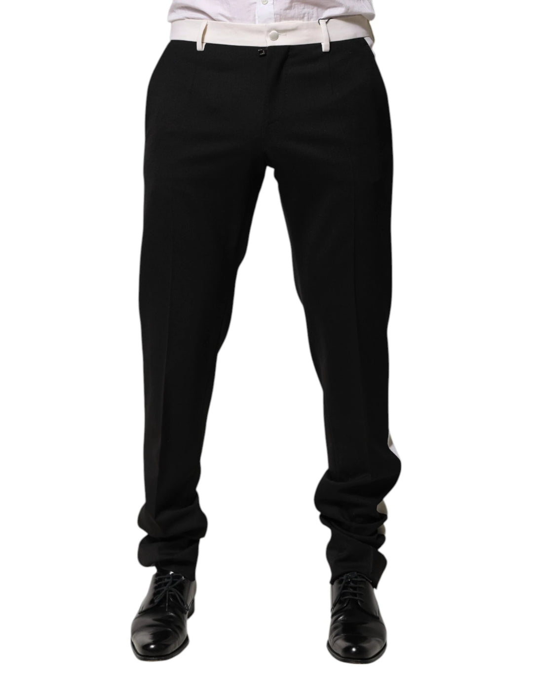 Dolce &amp; Gabbana Black White Stripe Wool Men Trouser Pants by Dolce &amp; Gabbana outlet now on sale