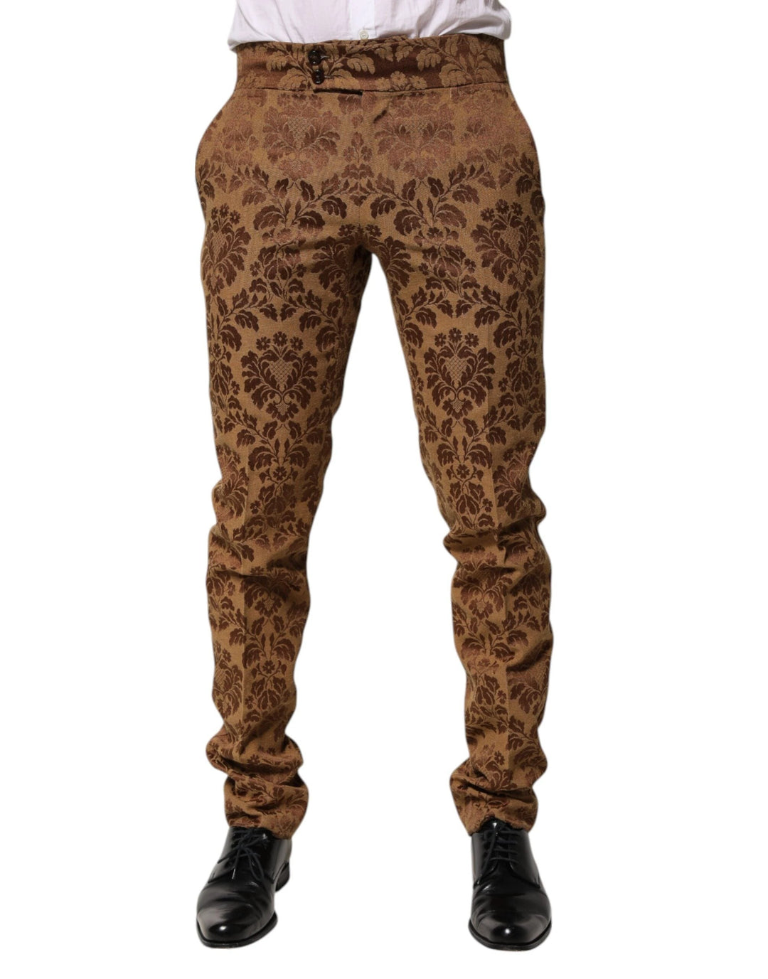 Dolce &amp; Gabbana Sample Sale Dolce &amp; Gabbana Brown Floral Jacquard Men Skinny Trouser Pants - | Designer outlet