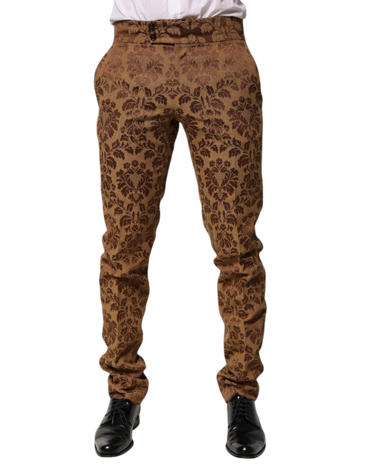 Dolce &amp; Gabbana Sample Sale Dolce &amp; Gabbana Brown Floral Jacquard Men Skinny Trouser Pants - | Designer outlet