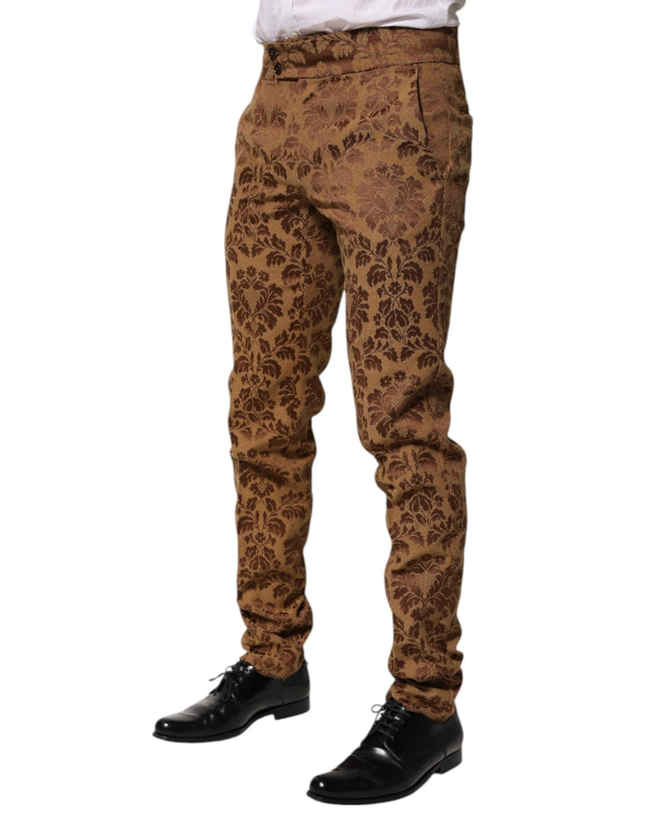 Dolce &amp; Gabbana Sample Sale Dolce &amp; Gabbana Brown Floral Jacquard Men Skinny Trouser Pants - | Designer outlet