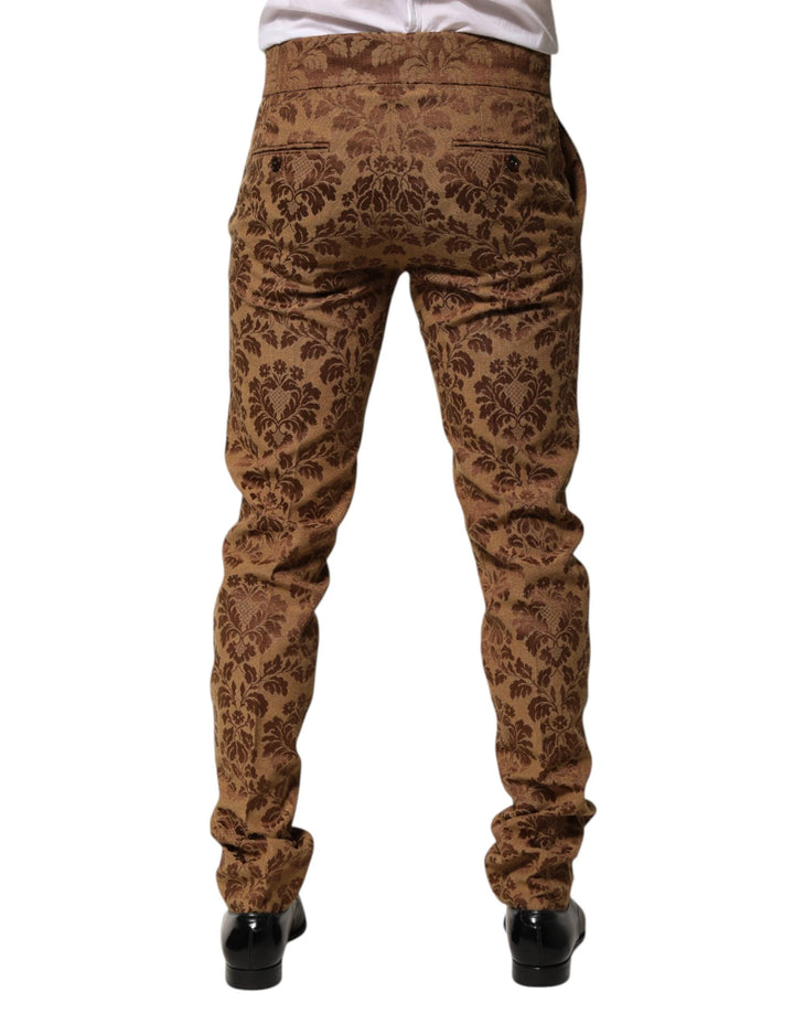 Dolce &amp; Gabbana Sample Sale Dolce &amp; Gabbana Brown Floral Jacquard Men Skinny Trouser Pants - | Designer outlet