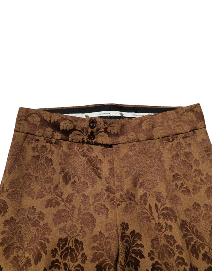 Dolce &amp; Gabbana Sample Sale Dolce &amp; Gabbana Brown Floral Jacquard Men Skinny Trouser Pants - | Designer outlet